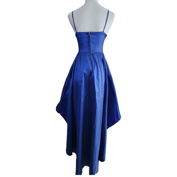 B Smart Formal Maxi Gown Dress Size 5 Royal Blue Shiny Hi Low Hem NWT Prom - Picture 2 of 10